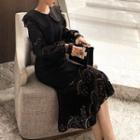 Long-sleeve Midi Lace Crochet Dress