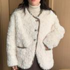Single-breasted Fleece Jacket White - One Size
