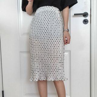 Dotted Straight Cut Chiffon Skirt