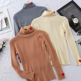 Heart Turtleneck Knit Top