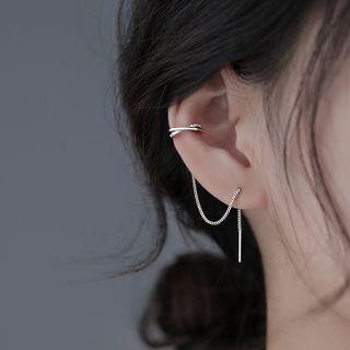 Chained Sterling Silver Dangle Earring 1 Piece - Silver - One Size