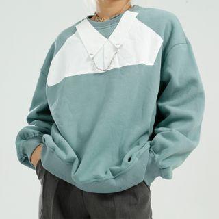 Long-sleeve Color-block Panel Sweatshirt