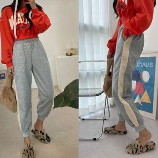 Drawstring Fleece-trim Jogger Pants