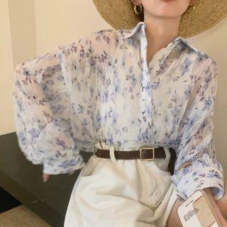 Print Shirt Floral - Blue - One Size