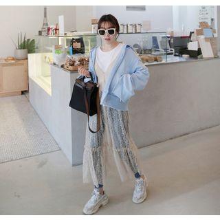 Slit-sleeve Zip-up Hoodie