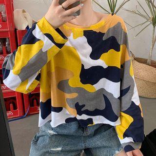 Camouflage Long-sleeve Oversize T-shirt