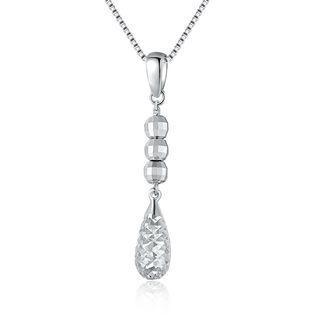 14k/585 White Gold Ball And Teardrop Diamond Cut Necklace