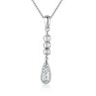14k/585 White Gold Ball And Teardrop Diamond Cut Necklace