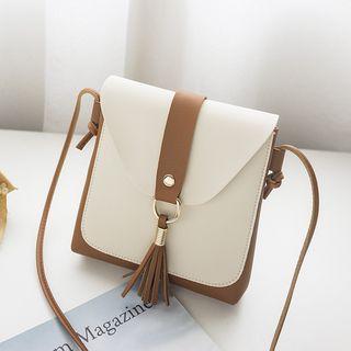 Tasseled Color Panel Crossbody Bag