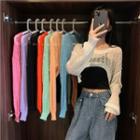 Pointelle Knti Cropped Sweater / Camisole Top