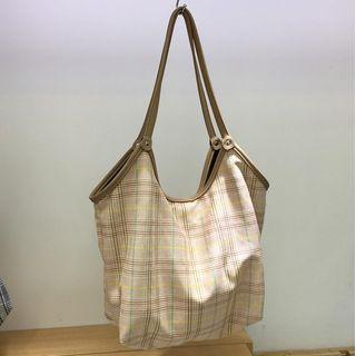 Set: Plaid Canvas Tote Bag + Pouch