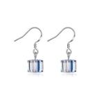 925 Sterling Silver Stylish Simple Geometric Square Earrings With Austrian Element Crystal Silver - One Size