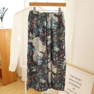 Print Wide Leg Cropped Pants