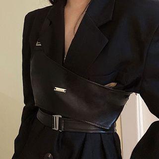 Asymmetrical Faux Leather Vest