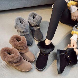 Platform Furry-trim Buckled Ankle Snow Boots