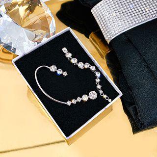 Rhinestone Ear Cuff 1 Pc - Silver - One Size