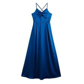Spaghetti-strap Cross-back Midi A-line Dress