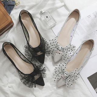 Dotted Bow-accent Pointed Flats