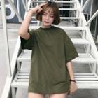 Lace-up Loose Fit Elbow-sleeve T-shirt