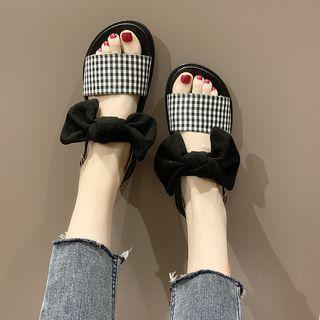 Checkered Bow Sandals