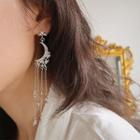 Rhinestone Moon & Star Fringed Earring 1 Pair - One Size