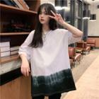 3/4-sleeve Gradient Tie Dye T-shirt