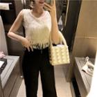 Sleeveless Fringe Top / Wide-leg Pants