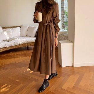 Tie-side Long Shirtdress