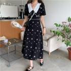 Short-sleeve Collared Floral Dress