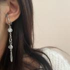 Faux Cat Eye Stone Alloy Dangle Earring 1 Pc - Silver - One Size