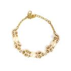Fashion And Elegant Plated Gold Daisy Freshwater Pearl Bracelet With Cubic Zirconia Golden - One Size