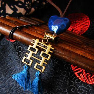 Ceramic Chinese Characters Tassel Pendant Necklace