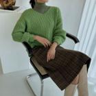 A-line Long Plaid Skirt Brown - One Size