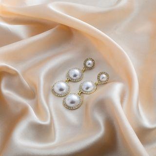 Faux Pearl Dangle Earring 1 Pair - E2821-1 - Gold - One Size