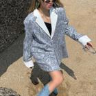 One-button Reflective Trim Snake Grain Blazer