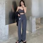 Cropped Camisole Top / Plain Wide Leg Dress Pants