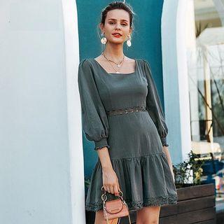 Tie Back 3/4-sleeve A-line Dress