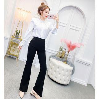 Lace Trim Blouse / Boot Cut Dress Pants