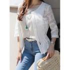 Round-neck Zipped Lace Jacket