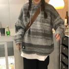 Striped Hooded Sweater Gradient - Gray - One Size