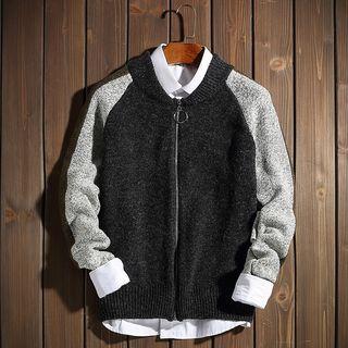 Letter Embroidered Knit Zip Jacket