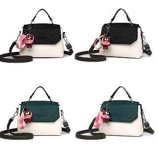 Bear Charm Color Block Satchel