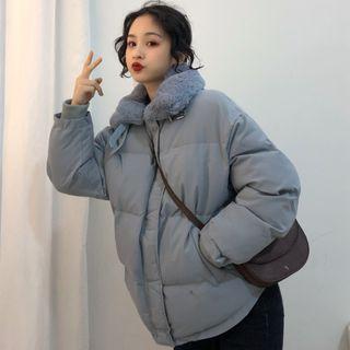 Furry-trim Stand Collar Padded Jacket