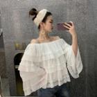 Off-shoulder Layer Lace Top White - One Size