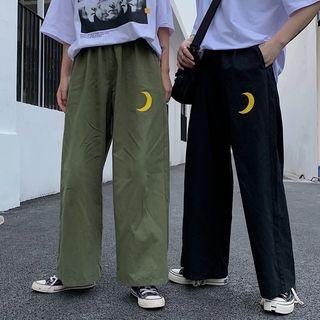 Moon Applique Wide-leg Pants