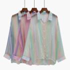 Color-block Oversized Button-up Shirt