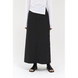 Zip-side Textured Maxi Skirt