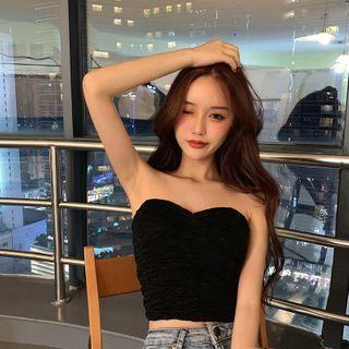 Crinkled Cropped Tube Top