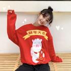 Pig Print Sweatshirt Red - One Size