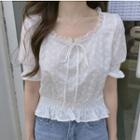 Smocked Waist Frilled Trim Cropped Top